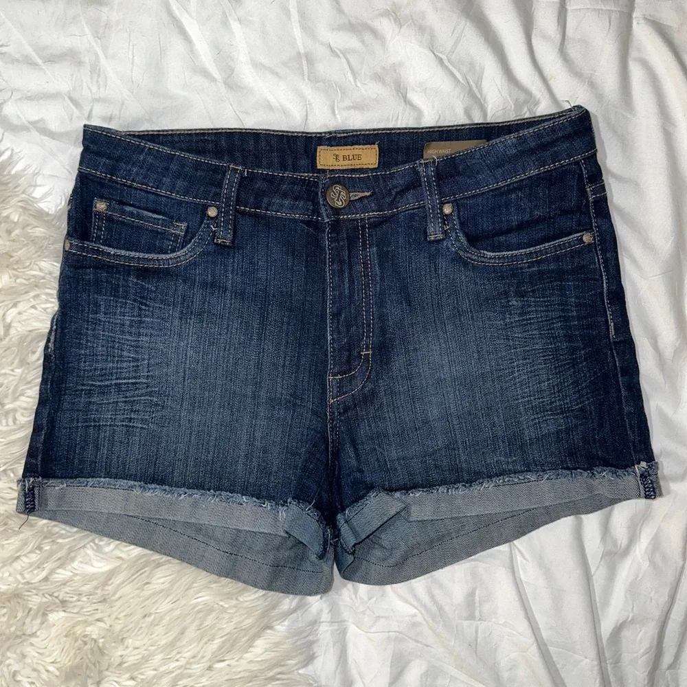 STS Blue Jeans (Nordstrom) | High Rise Denim Shorts Medium Dark Wash Cuffed Hem